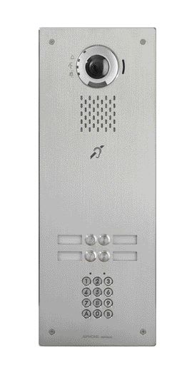 Aiphone - Plat. vidéo enc. 4bp ip/sip, inox, pictos, syn. vocale, b. magnétique, clav codé