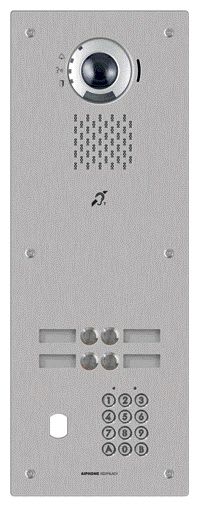 Aiphone - Plat. vidéo enc. 4bp ip/sip,inox,pictos,syn. vocale,b. magn,clav codé,per. vigik