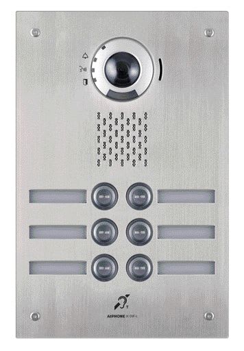 Aiphone - Platine vidéo enc. 6 bp ip/sip, inox, pictos, synthèse vocale, boucle magnétique