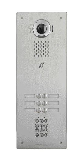 Aiphone - Plat. vidéo enc. 6bp ip/sip, inox, pictos, syn. vocale, b. magnétique, clav codé