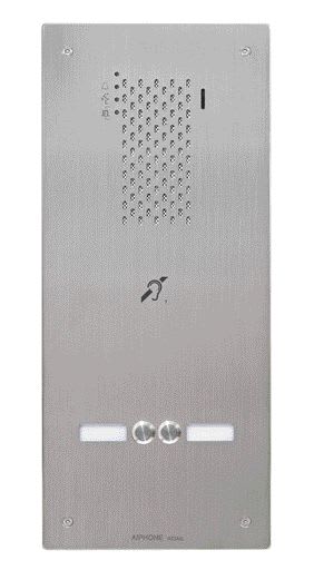 Aiphone - Plat. audio enc. inox 2 bp ip/sip, synthèse vocale, pictos, boucle magnétique