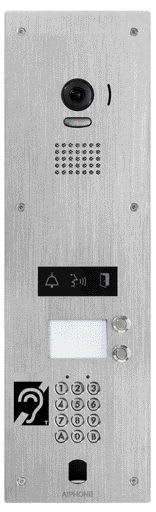 Aiphone - Plat vidéo inox enc. 2bp, clavier, perç. vigik, synthèse, pictos, boucle magnét