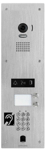 Aiphone - Plat. vidéo inox enc. 2BP, clavier, trou VIGIK+, picto, synthèse & b. magnétique