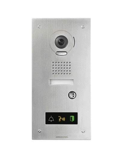 Aiphone - Platine vidéo inox encastrée, 1 BP, pictos, synthèse vocale pour JP4MED