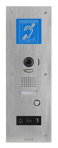 Aiphone - Platine vidéo inox encastrée, 1 BP, pictos, synthèse vocale & boucle magnétique