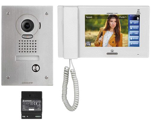 Aiphone - Kit vidéo enc. : 1 platine jpdvf 1 moniteur jp4med & 1 alimentation ps2420d