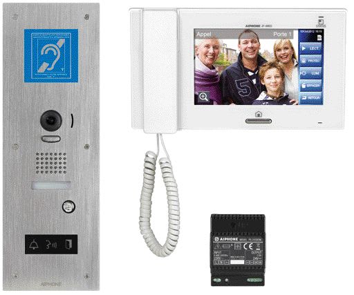 Aiphone - Kit vidéo access. b magnét. plat inox enc. jpdvflbm+jp4med+ps2420dm sans mémoire