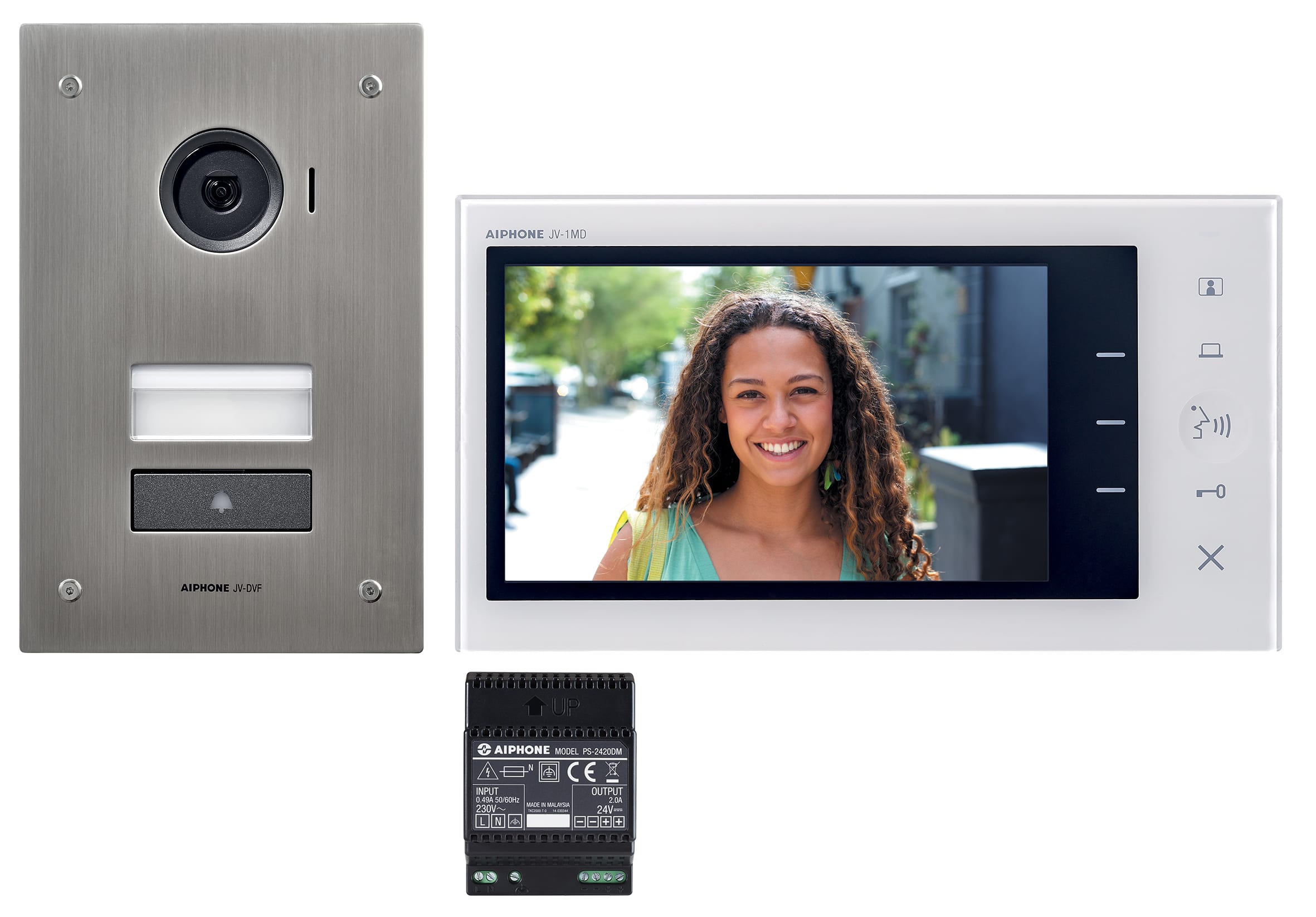 Aiphone - Kit video platine encastree avec moniteur ecran 7 - 2 fils integral