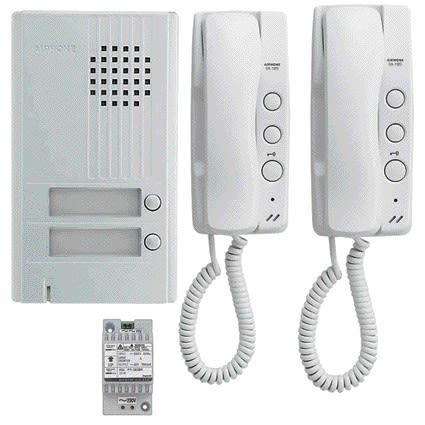 Aiphone - Kit audio 2 BP, 2 combinés et 1 alim. (DA2DS+2xDA1MD+PT1211DR), 2 fils intégral