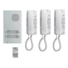 Aiphone - Kit audio 4 BP, 3 combinés et 1 alim. (DA4DS+3xDA1MD+PT1211DR), 2 fils intégral