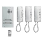 Aiphone - Kit audio platine alu saillie 4 boutons, 3 combinés et 1 transformateur