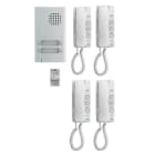 Aiphone - Kit audio platine alu saillie 4 boutons, 4 combinés et 1 transformateur