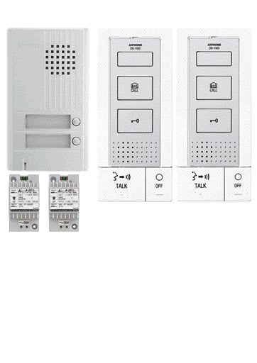 Aiphone - Kit audio platine alu saillie 2 bp, 2 postes maîtres mains-libres, 2 transfo