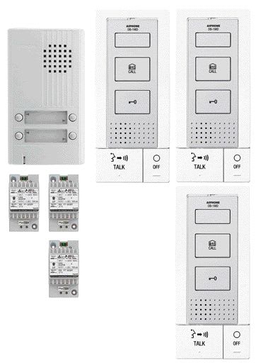 Aiphone - Kit audio platine alu saillie 4bp, 3 postes maîtres mains-libres, 3 transfo