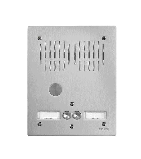 Aiphone - Platine audio 2 boutons d'appel, en aluminium 4 mm, encastrée sur 2 rangées