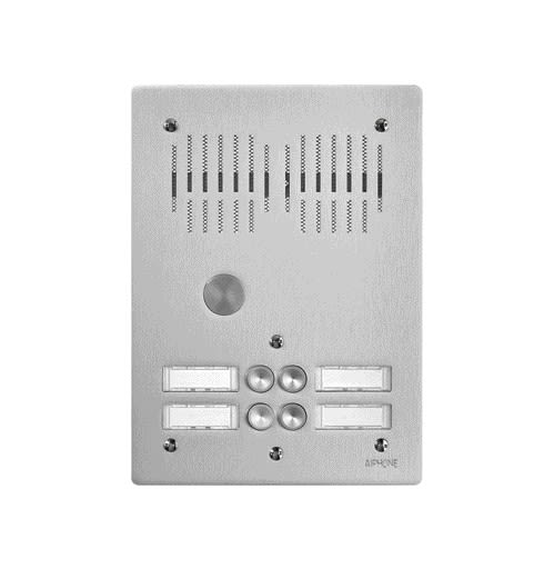 Aiphone - Platine audio 4 boutons d'appel, en aluminium 4 mm, encastrée sur 2 rangées