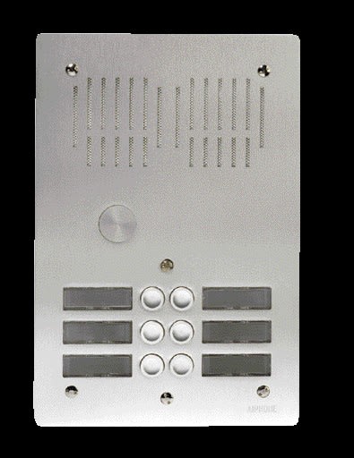 Aiphone - Platine audio 6 boutons d'appel, en aluminium 4 mm, encastrée sur 2 rangées