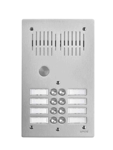 Aiphone - Platine audio 8 boutons d'appel, en aluminium 4 mm, encastrée sur 2 rangées