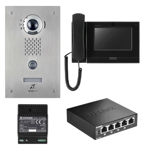 Aiphone - Pack IP access, enc. moniteur boucle magnétique, programmé.Switch PoE inclus.