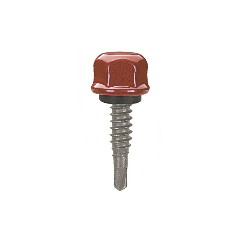 Bacacier - Vis de couturage auto perceuse laquée 6.3x22 - RAL8012 (Rouge Tuiles)