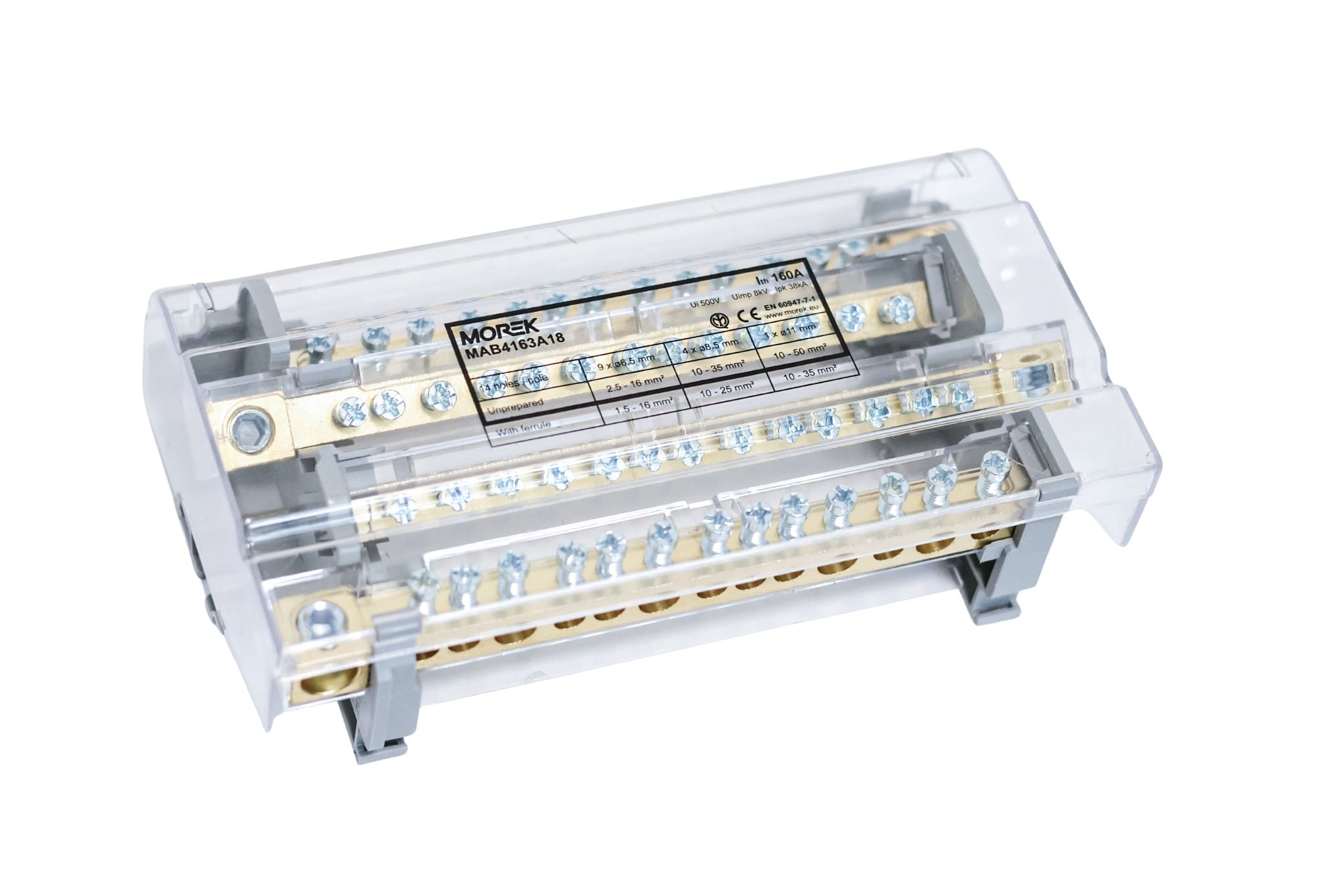 Morek - Moblock 4P 160A-14 1x50 + 4x35 + 9x16mm² tétrapolaire