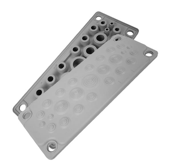 Morek - MC25 IP65 RAL7035 plaque passe-câbles gris (avec chevilles)