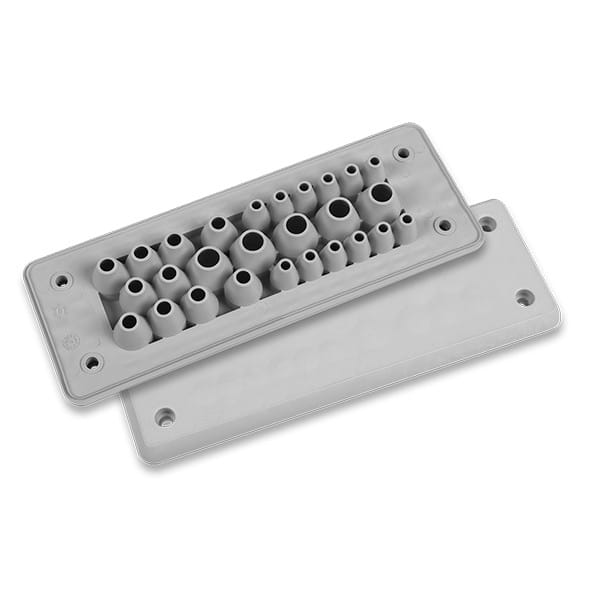 Morek - MH24 F27-1 IP66 RAL7035 plaque passe-câbles gris UL94 V-0