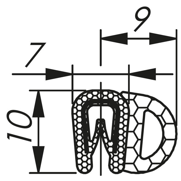 Morek - Profil d´étanchéité dessus 4,0-6,0 RAL 9005 bobine noire 100m