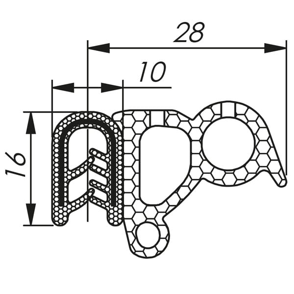Morek - Profil d´étanchéité dessus 1,0-3,0 RAL 9005 bobine noire 50m