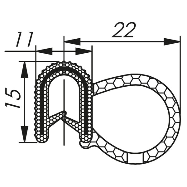 Morek - Profil d´étanchéité dessus 1-3,5 RAL 9005 bobine, noir 50m
