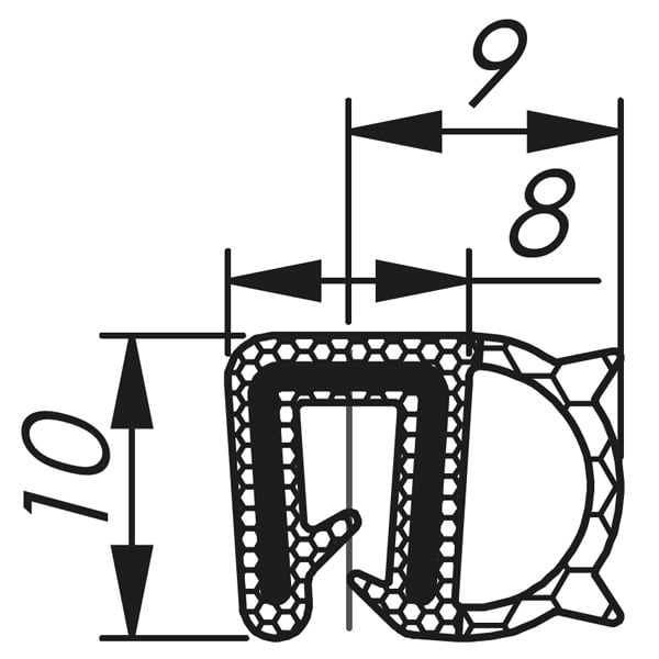 Morek - Profil d´étanchéité dessus 1-2,5 RAL 9005 bobine, noir 100m