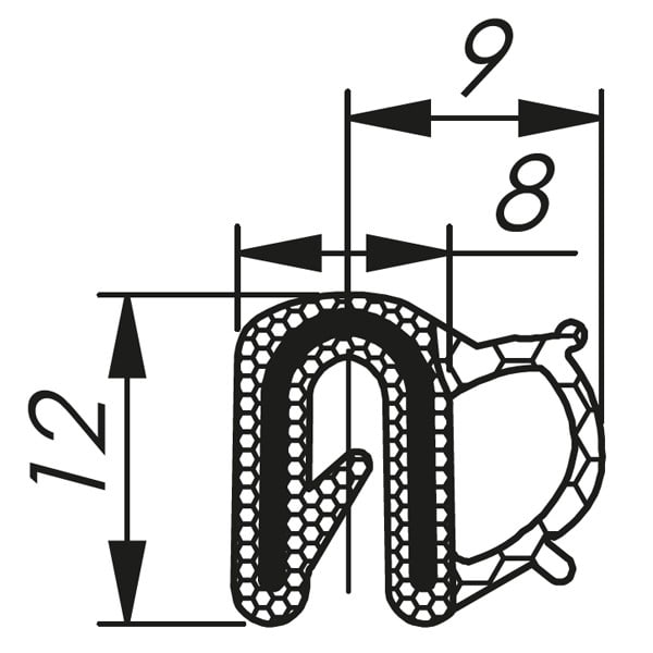 Morek - Profil d´étanchéité dessus 0,8-2,5 RAL 9005 bobine, noir 100m