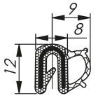 Morek - Profil d´étanchéité dessus 0,8-2,5 RAL 9005 bobine, noir 100m