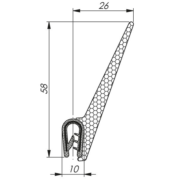 Morek - Profil d´étanchéité dessus 1-2,5 RAL 9005 bobine noire 25m
