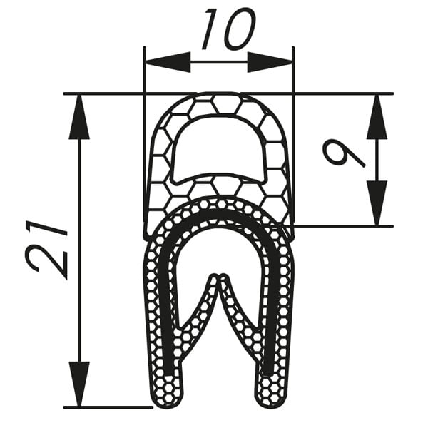 Morek - Profil d´étanchéité dessus 1,5-3,5 RAL 9005 bobine noire 50m