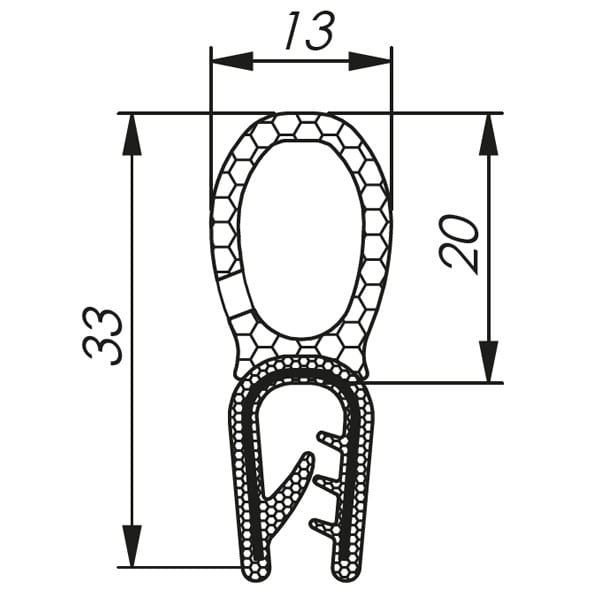 Morek - Profil d´étanchéité côté 1,0-4,0 RAL 9005 bobine noire 50m