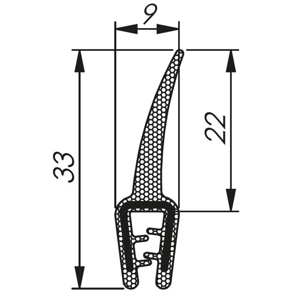Morek - Profil d´étanchéité côté 1-2,5 RAL 9005 bobine, noir 50m
