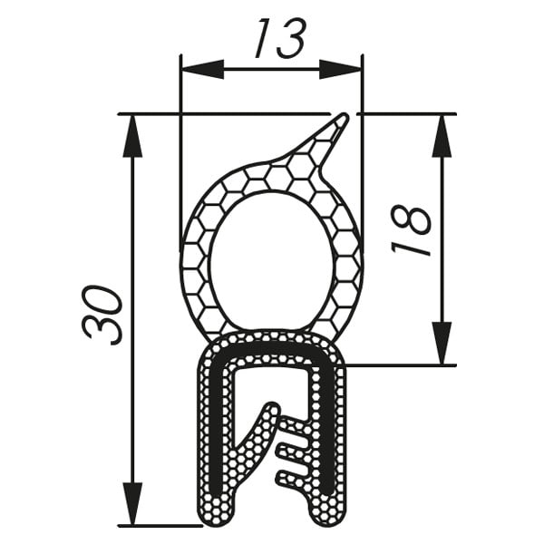 Morek - Profil d´étanchéité côté 0,8-2,5 RAL 9005 bobine noire 100m