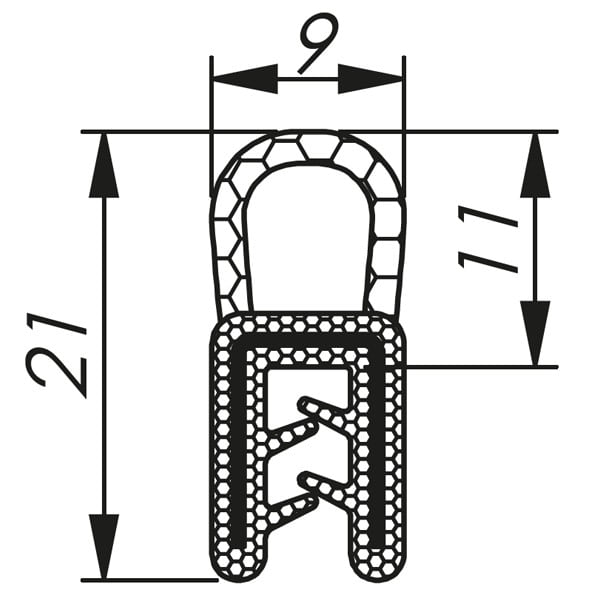 Morek - Profil d´étanchéité côté 1-3,5 RAL 9005 bobine noire 100m