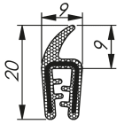 Morek - Profil d´étanchéité côté 1,0-2,0 RAL 9005 bobine, noir 100m