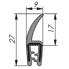 Morek - Profil d´étanchéité côté 1,0-3,0 RAL 9005 bobine, noir 100m