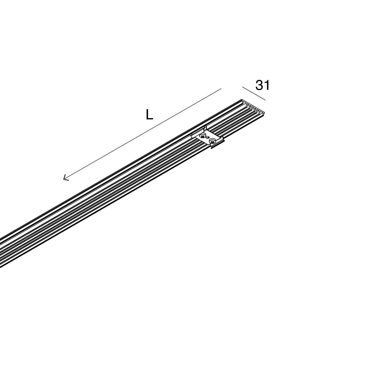 Novalux - P-30 : CACHE POUR PROFIL AVEC FIXATIONS L=800 NOIR