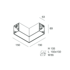 Novalux - HERO : PROFIL EN L, PLAFOND/SUSPENSION/ENCASTRE, PROFIL VIDE CÂBLÉ, ANGLE DROIT
