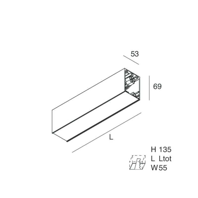Novalux - HERO : PROFIL LINEAIRE, PLAFOND/SUSPENSION/ENCASTRE, PROFIL VIDE CÂBLÉ, 1120 BLA