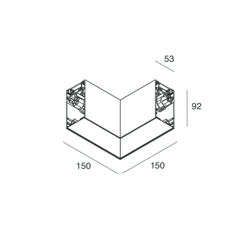 Novalux - HERO B : PROFIL EN L POUR INSTALLATION EN SUSPENSION, PROFIL VIDE CÂBLÉ, 150, AN