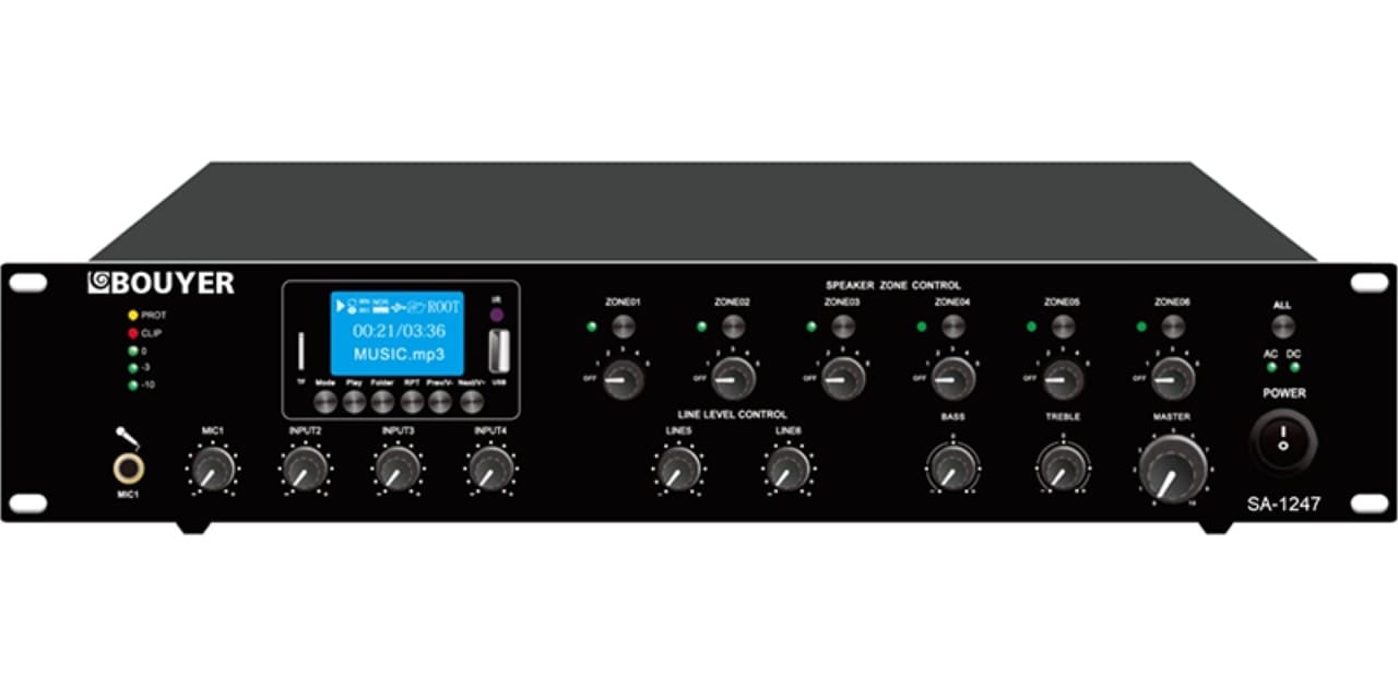Bouyer - Amplificateur mélangeur 240W 6 zones avec sources
