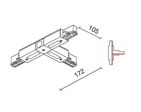 SIDELITE - BINARIO SITRACK 230V Congiunzione a T - Contatto di terra destro interno BR 380V