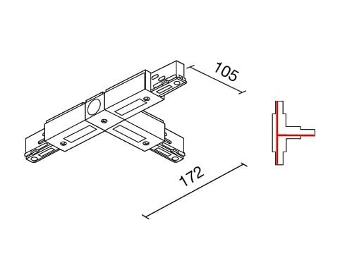 SIDELITE - BINARIO SITRACK 230V Congiunzione a T Contatto di terra sinistro interno BR 380V