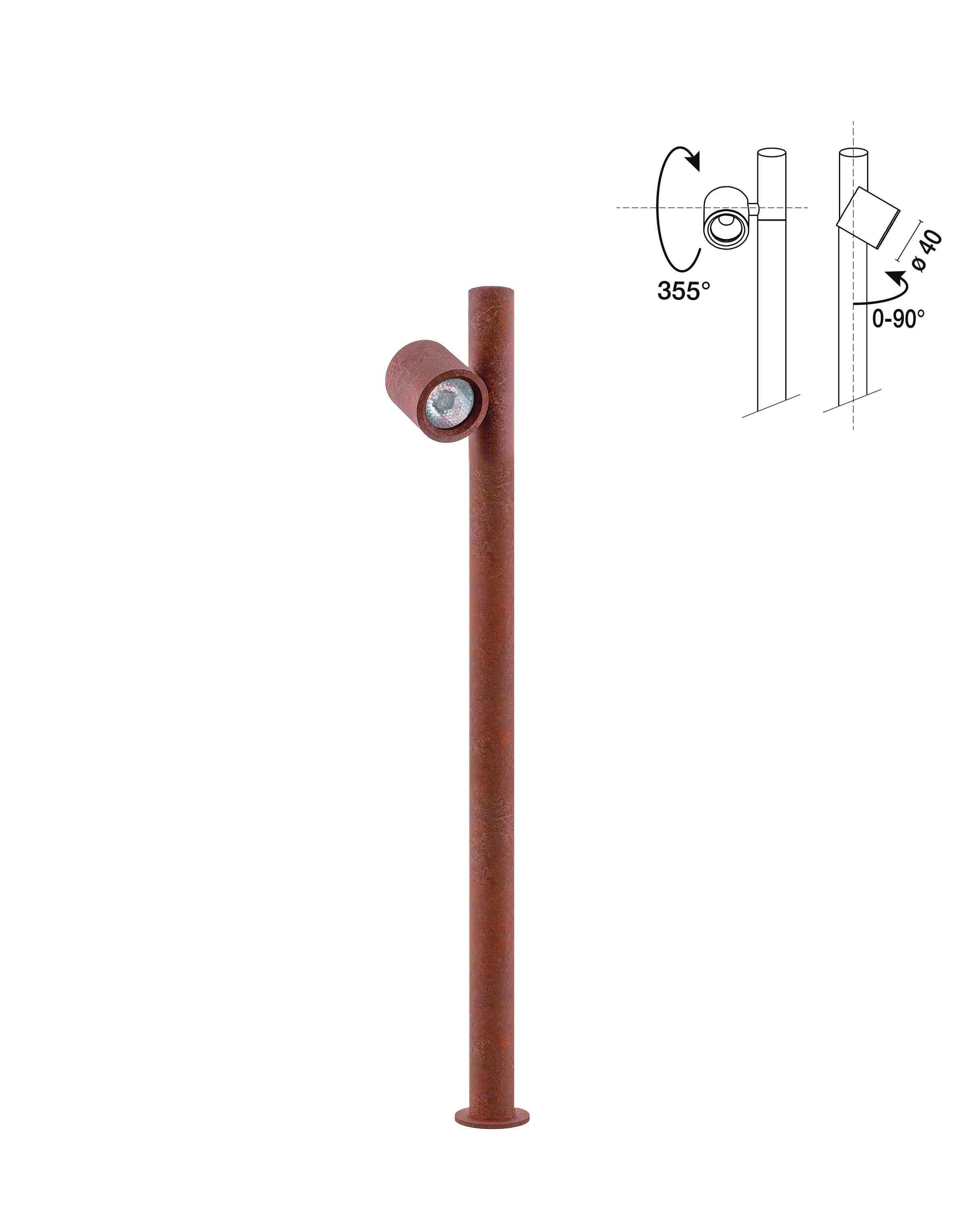 SIDELITE - ZERO7 LANDLIGHT AVEC 1 SPOT H.683MM 1W 300LM 3000K IP65 CO 24Vdc
