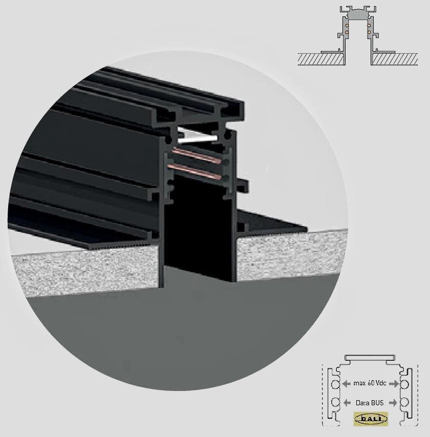SIDELITE - BINARIO 48Vdc PLAFONE SOSPENSIONE L.1000mm NE
